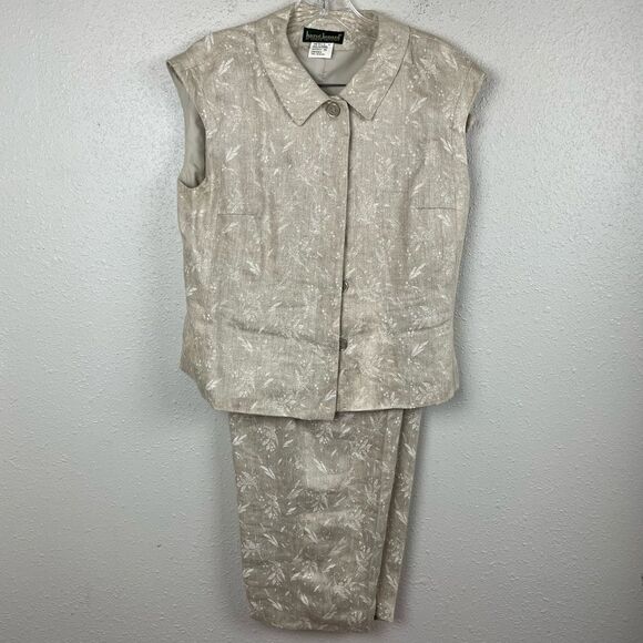 Harve Benard Linen Two-Piece Marching Vest and Cropped Pants Size 10 EUC - Picture 1 of 10